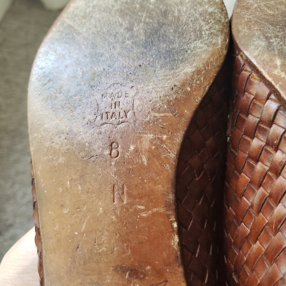 Sesto Meucci Brown Woven Loafers with Gold Accents - Picture 9 of 10